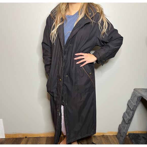 Woolrich Vintage Black Extra Long Parka Jacket w/ Detatchable Fur In Black - Picture 2 of 16